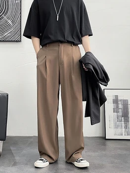 Корейская уличная одежда Широкие штанины Мужские оверсайз Обвисшие мешковатые повседневные прямые блейзеры Длинные брюки Мода Techwear 2023 Новинка