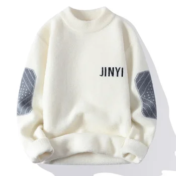 Мужская одежда Вязаный свитер Корейские модные свитера Мужские зимние буквы толстые теплые свитера Slim Fit Мужская уличная одежда Пуловеры