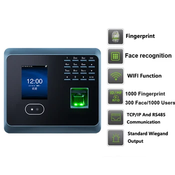 2,8-дюймовый ЖК-дисплей WIFI Отпечаток пальца Распознавание лиц Контроль доступа Система учета рабочего времени TCP/IP RJ45 RS485 UF100 Plus