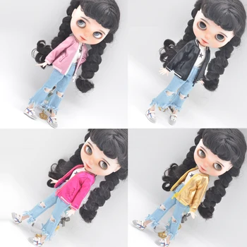 НОВИНКА 28-30см Blyth Doll одежда Модная блестящая куртка, пальто, джинсы Игрушки Аксессуары для кукол Azone Подарок для девочки