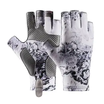 1 пара Рыбацкие перчатки Солнцезащитные перчатки Дышащие солнцезащитные перчатки для рыбалки Пешие прогулки UPF 50+ Защита от ультрафиолета без пальцев Мужские/женские