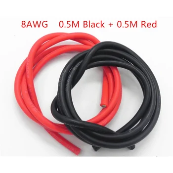 20 комплект /лот 8AWG 1 м силиконовый проволочный кабель 0,5 м черный + 0,5 м красный проводник конструкция высокотемпературный луженый медный кабель