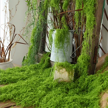 Искусственные зеленые растения Полиэстер Мох Дышащий и проницаемый пушистый мох Украшение сада для газона своими руками DIY мини-ландшафтный макет