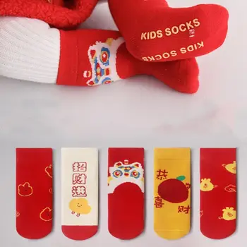 хлопок в китайском стиле детские носки теплый удача утолщать красные детские носки осень детские чулочно-носочные изделия новый год детские носки фестиваль детских носков