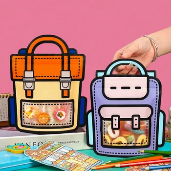 10 шт. Zip Lock Пакет для упаковки печенья Креативная форма школьного портфеля Stand Up Snack Конфеты Пакеты Подарочная сумка на день рождения