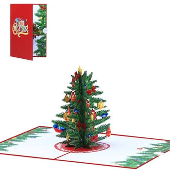 Праздничный сезон Поздравительная открытка 3D PopUp Прекрасная рождественская елка ручной работы и складные поздравительные открытки