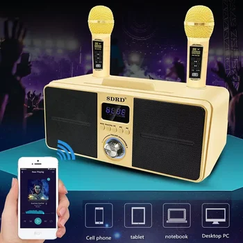 Family KTV Bluetooth-динамик с двойным беспроводным микрофоном K Song Soundbox HiFi сабвуфер Magic Sing Karaoke Machine Полный набор