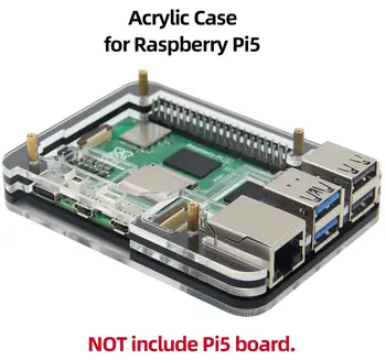 Geekworm Raspberry Pi 5 Case Acrylic Enlosure Shell для RPI 5