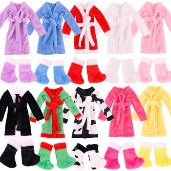Барби и эльф Кукла Пижама Ночной халат Рождественские аксессуары Пакет для куклы Барби & 1/6 BJD Blythe Аксессуары для одежды,Подарок для девочки