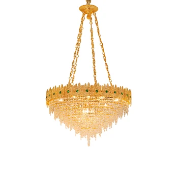DINGFAN Крытый банкетный зал во французском роскошном стиле, украшенный светодиодной люстрой с медной лампой