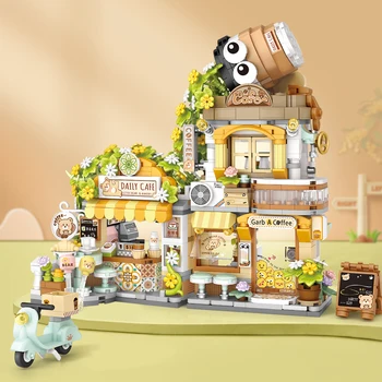 Новая складная серия Street View Little Bear Block Assembly Модель Food House Мальчики и девочки Детские подарки