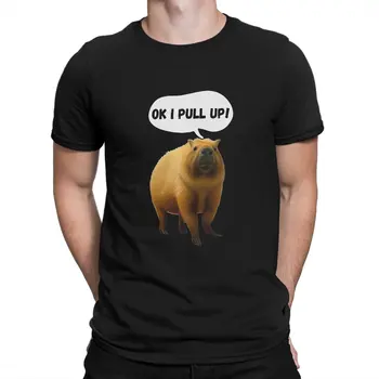 Capybara Creative TShirt для мужчин Хорошо, я подтягиваю футболку из чистого хлопка с круглым воротником Персонализировать подарочную одежду Уличная одежда