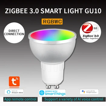 Tuya 3.0 Умная светодиодная лампа 5 Вт RGB CW Голосовое управление Ночник Регулируемый цвет Умная лампочка Работа с Alexa Home