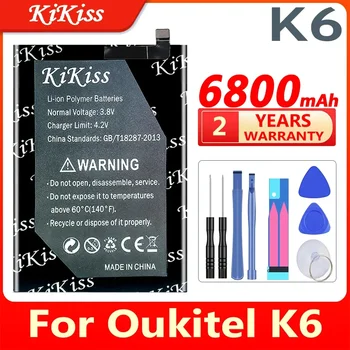 Новый аккумулятор KiKiss 6800 мАч K6 для мобильного телефона Oukitel K6 Батареи длительного ожидания + подарочные инструменты