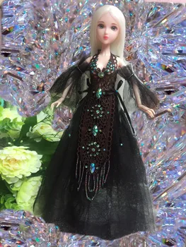 черная одежда 1/6 куклы бисерное платье бесплатная доставка