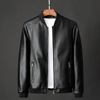 2023 Новая кожаная куртка Bomber Мотоциклетная куртка Мужчины Черная бейсбольная куртка Байкер PU Плюс размер 7XL Мода Причинно-следственная Jaqueta Мужской