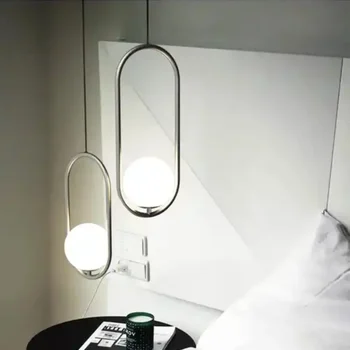 Скандинавский домашний декор Золотой цвет Гостиная отеля Спальня Светодиодный молочный белый стеклянный шар Дизайн Светодиодная лампа Подвесной светильник