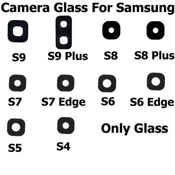 Оригинал для Samsung Galaxy S4 S5 S6 S7 S8 S9 Edge Plus Стеклянная задняя камера Стеклянная крышка объектива с клеем Наклейка Запасные части