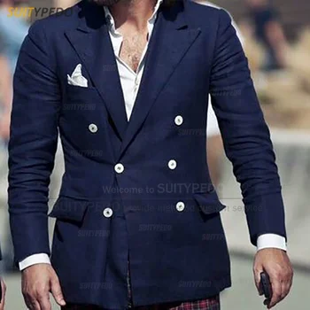 Формальный деловой мужской костюм пальто Модный двубортный блейзер 1 шт. Вечерний ужин на заказ Классический приталенный костюм Куртка