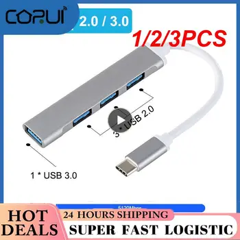  1 / 2 / 3 шт. Тип C USB C HUB Высокоскоростной 4-портовый мультисплиттерный адаптер OTG для Macbook 15 Air