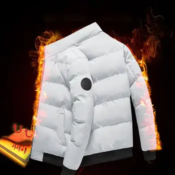 2023 Новая мужская однотонная стойка с воротником-стойкой Свободная хлопковая куртка больших размеров Утолщенная теплая куртка M-4XL