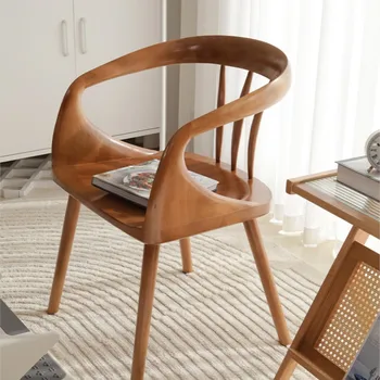 Nordic Home Обеденный стул из массива дерева с подлокотником Стул со спинкой Современный минималистичный кофейный стул Гостиная Кухонная мебель Новый