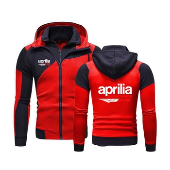 2023 Aprilia Racing RSV4 Мужская новая мода Color Block Мужская повседневная спортивная одежда с капюшоном Модная куртка Пальто Кардиган с двойной молнией Топы