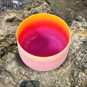 SOG-YAG 8-дюймовая поющая чаша из желтого кварцевого кристалла радужного цвета для исцеления звука Yoga Releax с бесплатным молотком