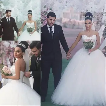 Бальное платье Жемчуг Турция Принцесса Возлюбленная Свадебные платья На заказ Невеста Свадебное платье