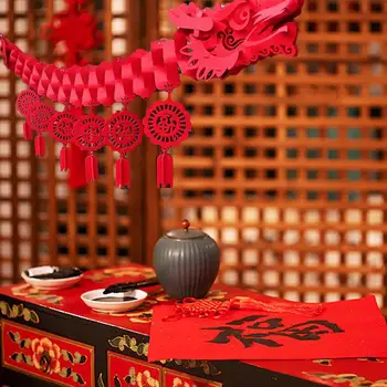  Китайский Новый год Дракон Потолочный декор Новогодняя вечеринка Благоприятствует Партийные принадлежности 2024 Весенний фестиваль Флаг Вытягивание Висячий декор