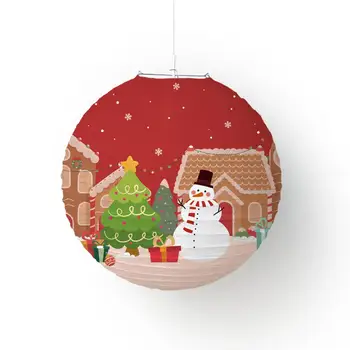печатный рождественский фонарь 6 шт. 30 см рождественский фонарь Санта Лось Снеговик Снежинка Складной нетканый материал Сделай сам праздник
