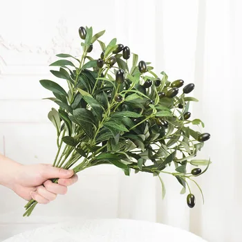 искусственный зеленый лист оливковая ветвь с оливковыми фруктами свадьба домашняя фотография реквизит цветы композиция украшение искусственные растения