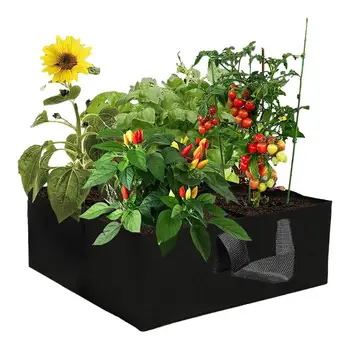  Большие мешки для выращивания растений для контейнерного садоводства Дышащий контейнер для посадки с 4 решетками Мешки для выращивания растений с ручкой для переноски