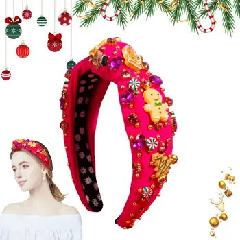 Рождественские повязки для волос со стразами для женщин Мультяшные аксессуары для волос для девочек Повязка для волос Повязка на голову