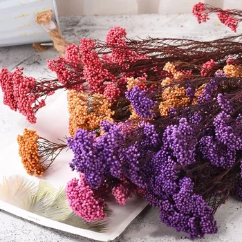 80 г Букет из сухоцветов Натуральный консервированный цветок риса Свадебное украшение дома Искусственные цветы Вечеринка Рождественский сад Декор