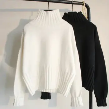Осенне-зимний свитер Женская водолазка Кашемировый свободный вязаный пуловер с топами Новый стиль 2023 D135