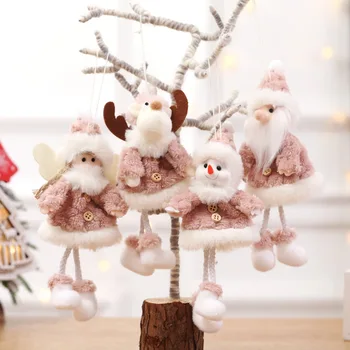 Счастливого Рождества Плюшевые куклы Украшения Милый Санта-Клаус Снеговик Лось Кулон DIY Рождественская елка Висячий декор 2024 Новый год Детские подарки