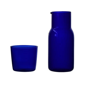  Прозрачный набор стеклянных чашек для конфет Простая термостойкая чашка для питьевого сока с кувшином для чая Бутылка для воды -синий
