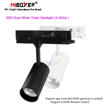 Miboxer 30 Вт 2.4G Двойной белый трековый светильник Умный светодиодный прожектор CCT и регулируемая яркость 110 В 220 В Mi-Light 2,4 ГГц пульт дистанционного управления
