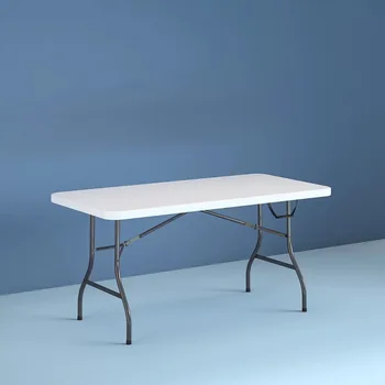  6-футовый складной стол в белом крапинке, подходит для открытого пространства, гостиной и званых обедов