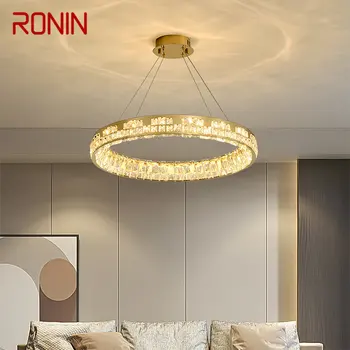RONIN Современная хрустальная подвесная лампа Светодиодная люстра с круглым кольцом Nordic Creative Light Роскошный декор для гостиной и спальни