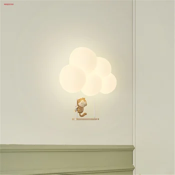 Мультяшный Pe Clouds Monkey Креативный светодиодный настенный светильник Сменный для гостиной Проход Детский сад Внутреннее украшение Светильники