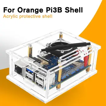 Аксессуары для платы разработки подходят для корпуса OrangePi 3B Акриловая прозрачная защитная оболочка с охлаждающим вентилятором K2F1