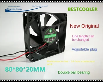 Новый Bestcooler 8020 80 * 80 * 20 мм 12 В шасси с двойным шарикоподшипником Вентилятор охлаждения