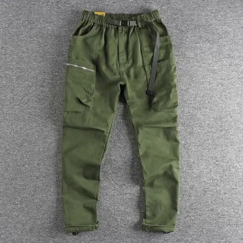 Vintage werkkleding zak kaki taps toelopende cargo broek voor mannen