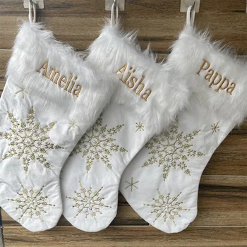 Персонализированное имя Рождественские чулки на заказ Ваше имя Рождественские семейные носки Рождественский подарок Детский подарочный пакет Рождественское украшение