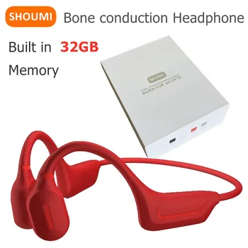 Shoumi 10-часовое воспроизведение Наушники костной проводимости с памятью 32 ГБ Mp3-плеер Костяная гарнитура Bluetooth Беспроводные наушники с микрофоном