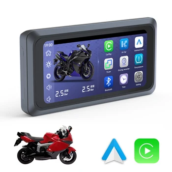 6,25-дюймовый экран GPS-навигации для мотоцикла с TPMS IPX7 Водонепроницаемый мотоцикл Carplay Дисплей Мотоцикл Беспроводной Android Auto
