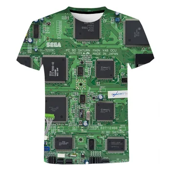 3D печатная плата Графическая футболка для мужчин Летние повседневные креативные футболки с электронным чипом Мужские футболки с коротким рукавом