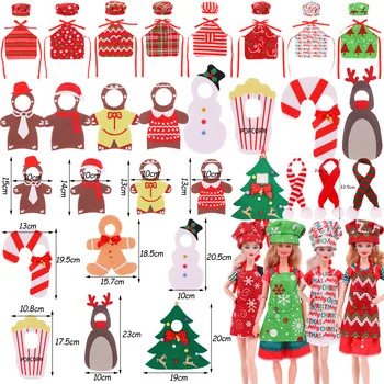 Кавайная нетканая рождественская елка, снеговик, поварская шляпа, фартук, маска для лица, повязка для глаз Барби и 30 см рождественская кукла одежда игрушечные аксессуары